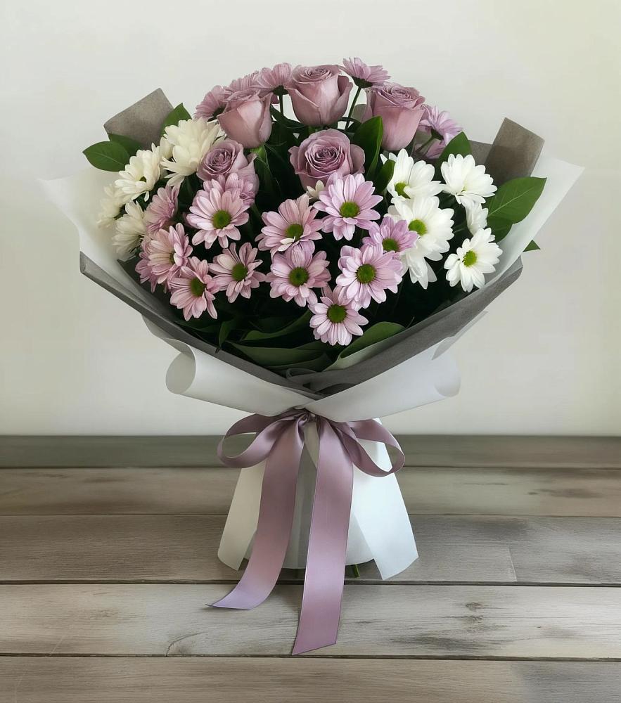 Букет цветов из: Хризантемы и Розы в Урени