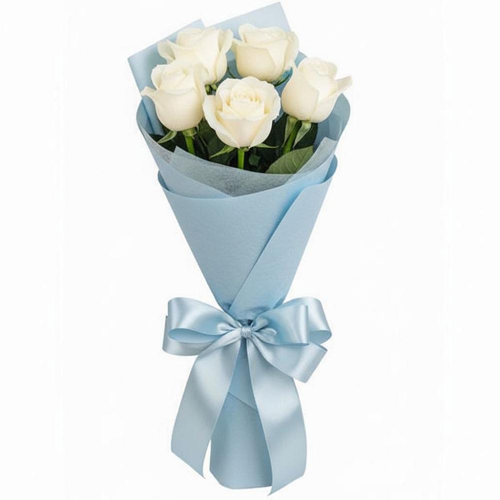 Букет 5 Белых роз Проуд в Урени