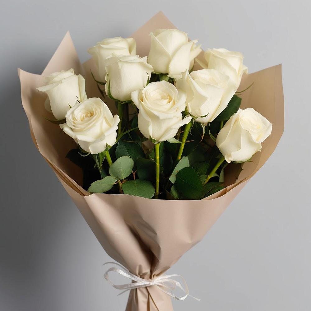 Букет 9 Белых роз Эдлесс Лав в Урени