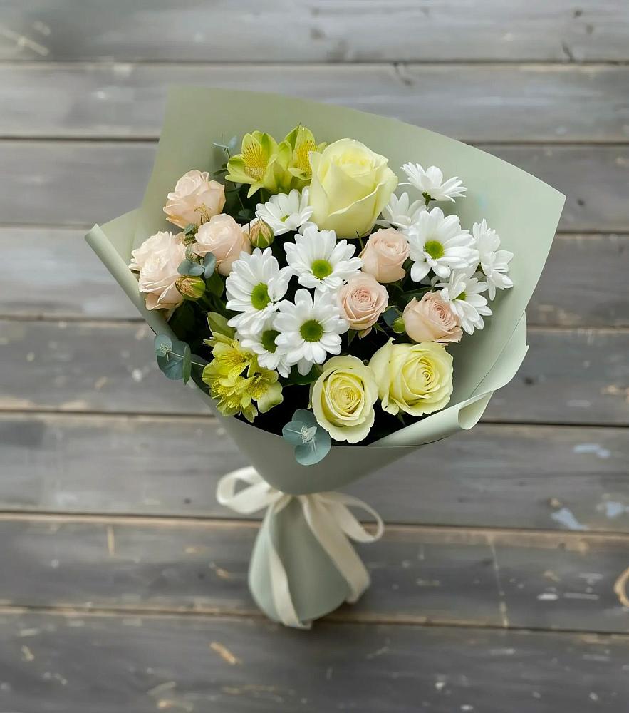 Букет цветов из: Альстромерии, Розы и Хризантемы в Урени