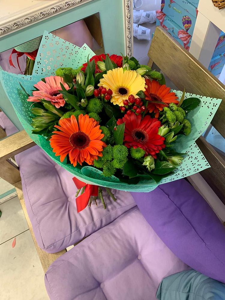 Букет цветов из: Герберы, Хризантемы и Альстромерии в Урени