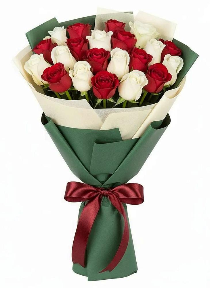 Букет Микс из красных и белых роз в Урени