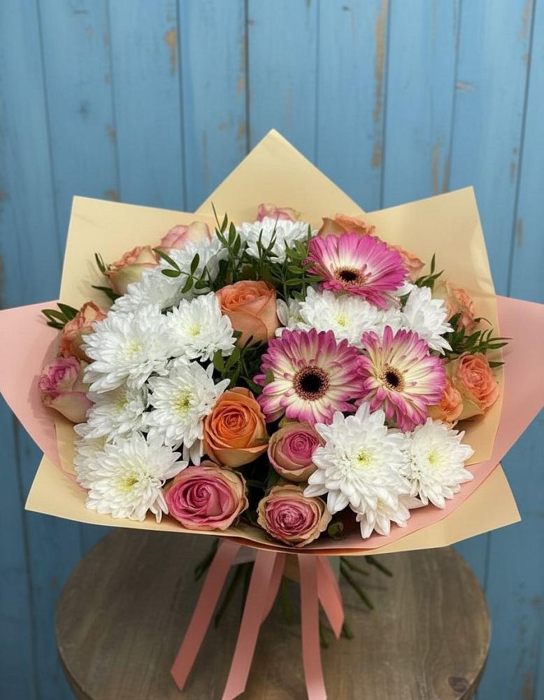 Букет цветов из: Розы, Герберы и Хризантемы в Урени