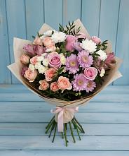 Букет цветов из:  Хризантемы, Розы и Альстромерии в Урени