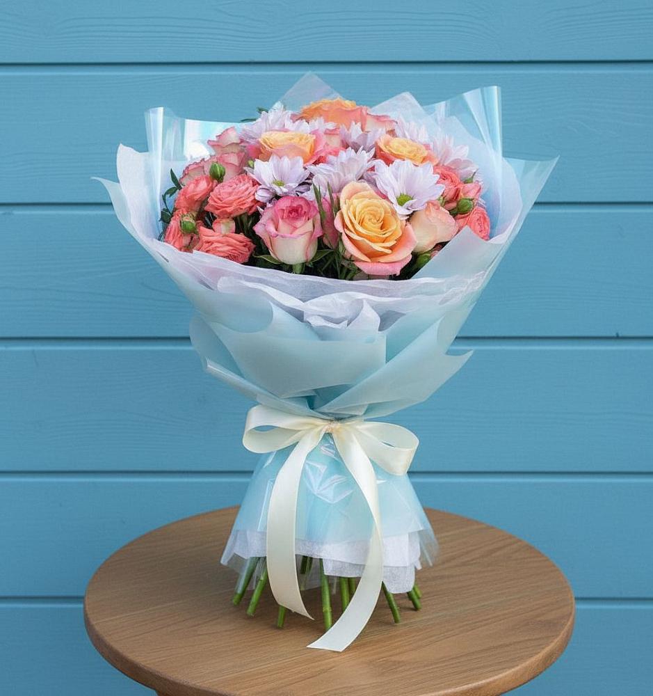 Букет цветов из: Хризантемы и Розы в Урени