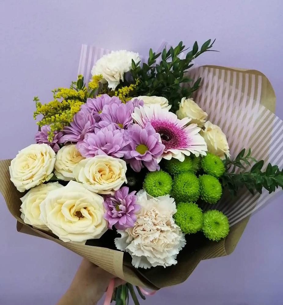 Букет цветов из: Хризантемы, Розы, Гвоздики и Герберы в Урени