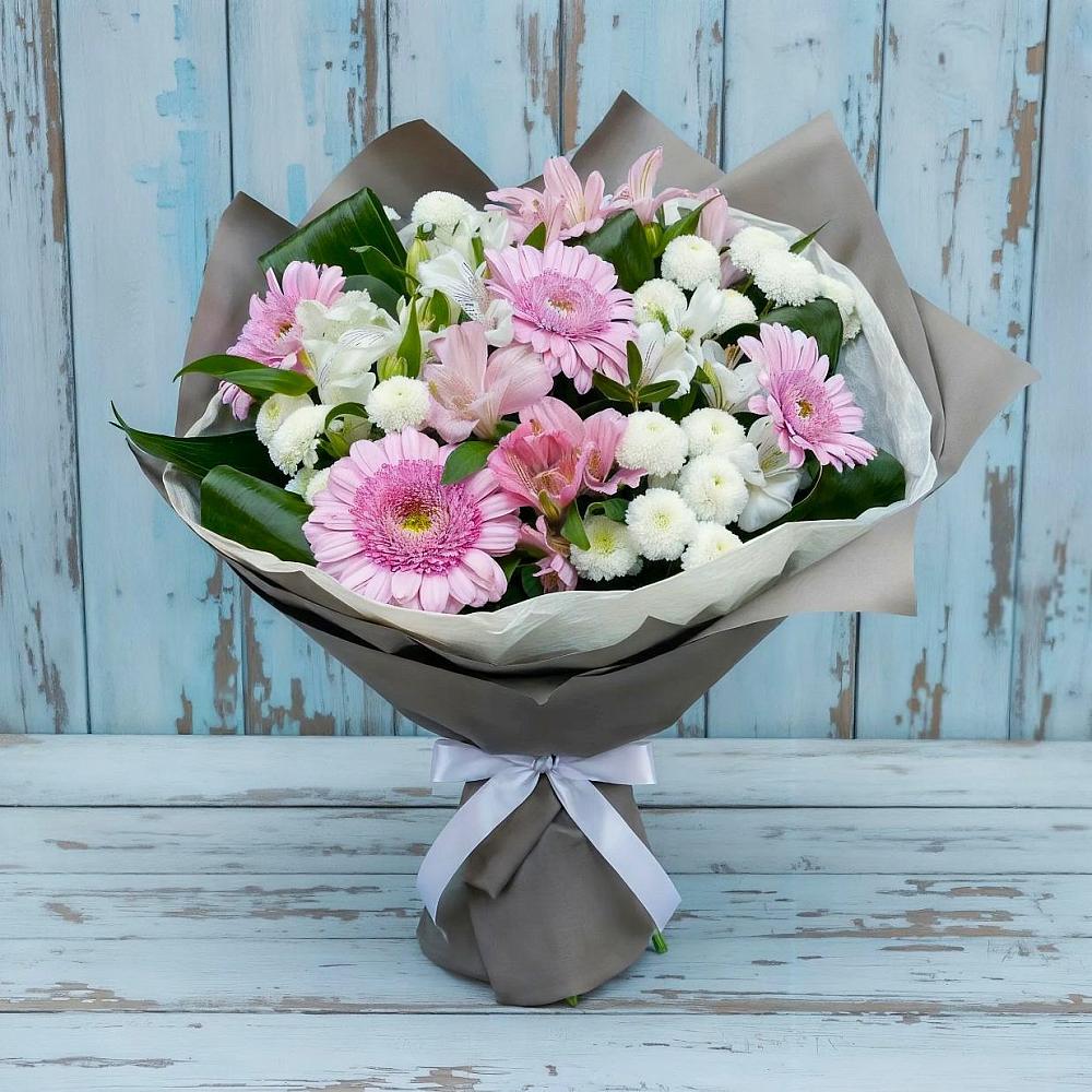 Букет цветов из: Герберы, Альстромерии и Хризантемы в Урени